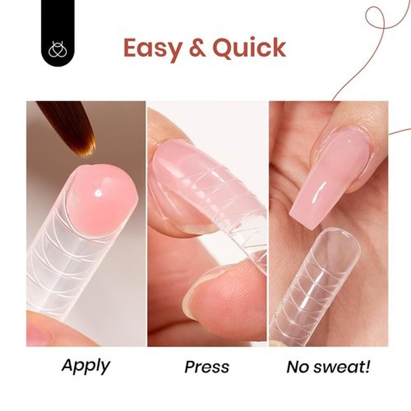 Beetles Poly Nail Extension Gel with Uv Light Starter Kit- 6 Jelly Colors 15 ML Clear Pink Neutral Jelly Gel Nails Quick Building Hybrid Gel Base Top Coat Slip Solution French Manicure Set for DIY