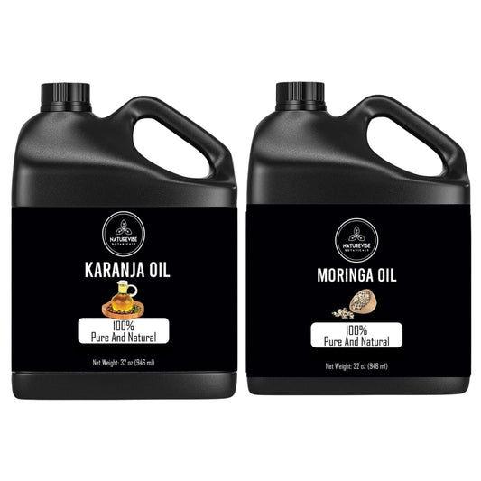 Karanja Oil & Moringa Seed Oil Combo - 32oz Natural Oils for Skin & Hair Care