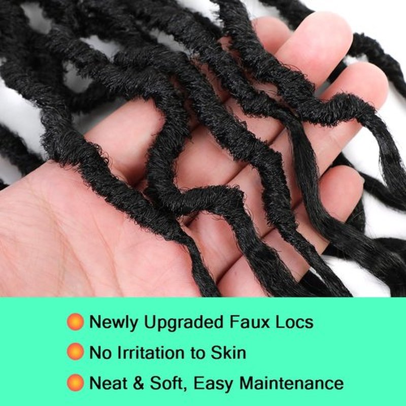 Faux Locs Crochet Hair (14 Inch) XCRUIQO Soft Locs with Curly Ends Goddess Locs Synthetic Boho Crochet Faux Locs for Women Pre Looped (8 Packs, 1B#)