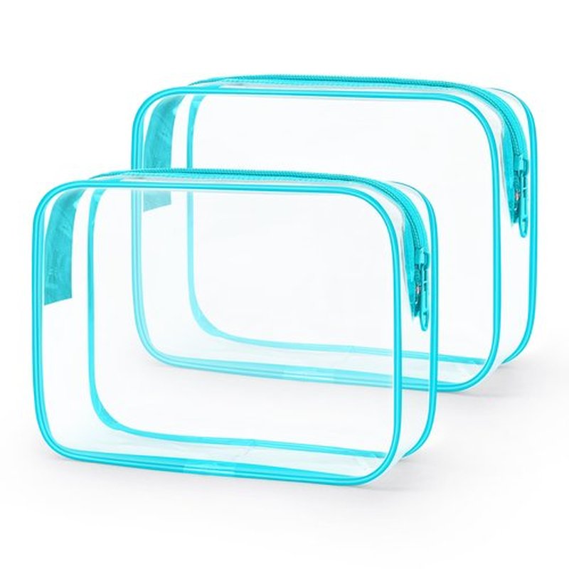 Wedama TSA Approved Toiletry Bag, Cosmetic Bags 2 Pack with Zipper Carry on Airline Airport Travel Accessories, PVC Makeup Bags for Travel, Quart Size Travel Bags for Men and Women-Mint Green