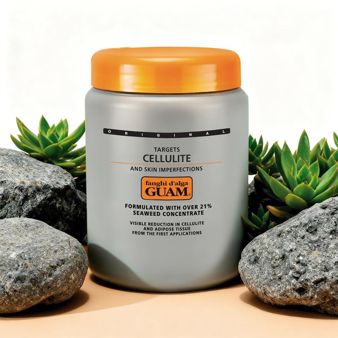 Guam Anti Cellulite Seaweed Wrap ORIGINAL FORMULA | Skin Tightening Cellulite Treatment For Thighs And Legs Inches Reduction - Hot Mud Thigh Wraps For Cellulite Removal, 1KG Beauty