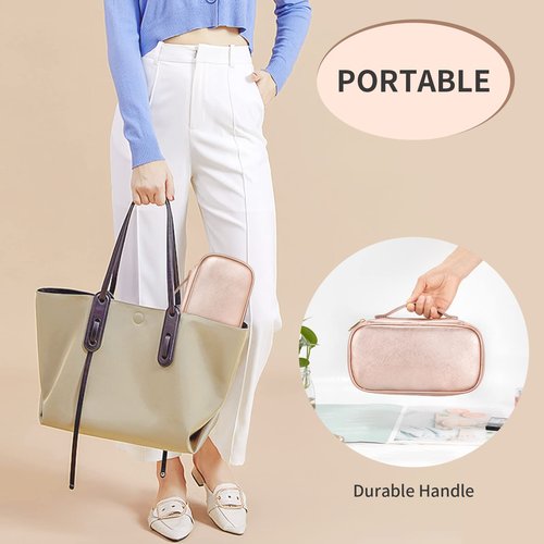 OCHEAL Small Cosmetic Bag,Portable Cute Travel Makeup Bag for Women and girls Makeup Brush Organizer cosmetics Pouch Bags -Rose Gold