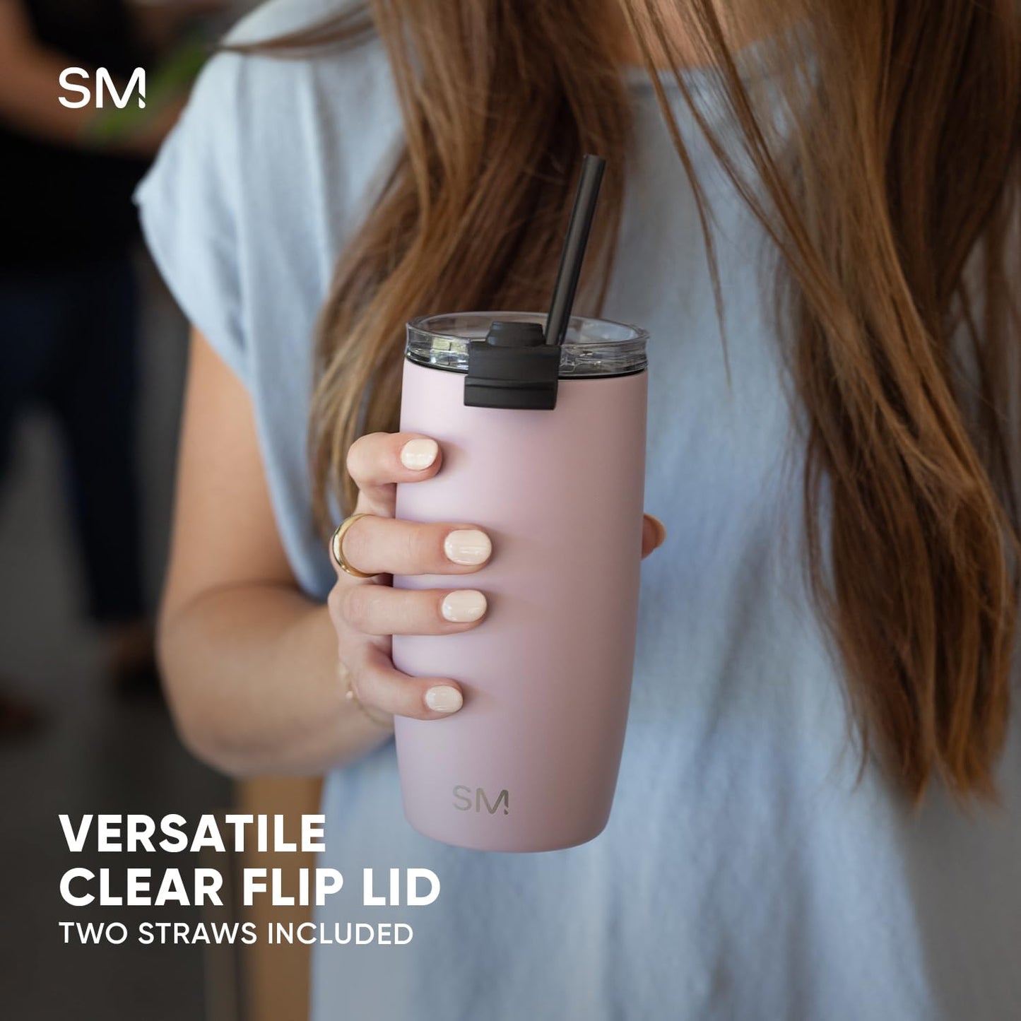 Simple Modern Voyager Tumbler with Flip Lid | Travel Coffee Mug | Insulated Stainless Steel Cold Brew Iced or Hot Coffee Cup | Gifts for Women Men Her Him | 12oz, Strawberry Fields