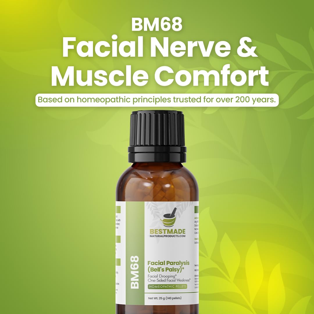 Bestmade Facial Paralysis Natural Remedy BM68 - Helps with Bell's Palsy, Facial Drooping, Tearing Eyes and Loss of Taste, 140 Pellets
