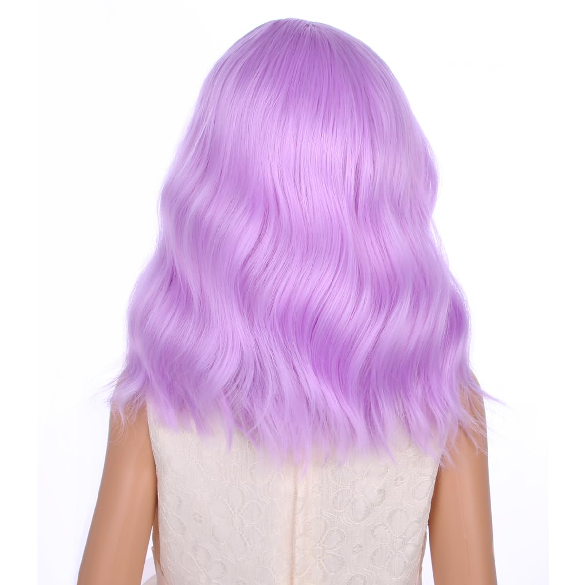 PATTNIUM Kids Child Short Purple Wig Lavender Purple Curly Wavy Wig Short Light Purple Wig Girls Synthetic Hair Wig with Wig Cap