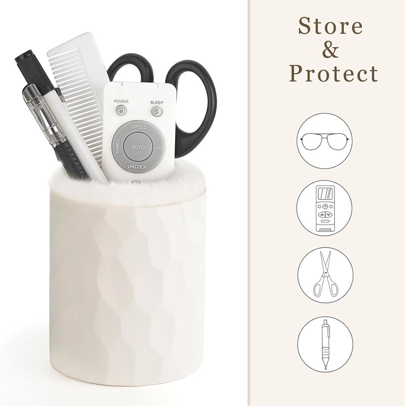 Mkono Eyeglasses Holder - Plush Lined Protective Storage Organizer for Desk & Nightstand | Ivory, One Size