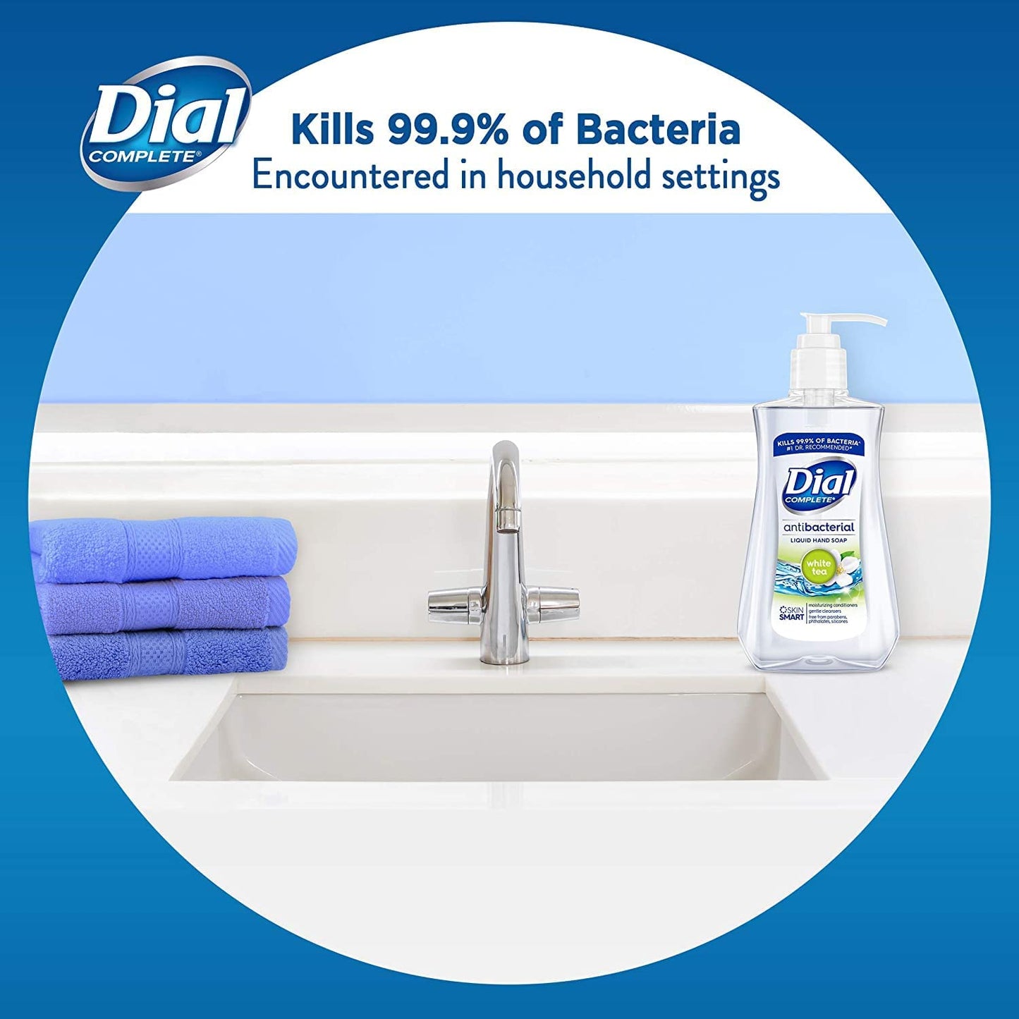 Dial Anti-Bacterial Liquid Soap with White Tea - 7.5 oz Pump (Pack of 6)