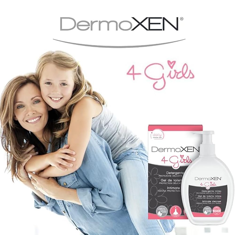 DERMOXEN 4 GIRLS Intimate Pediatric Cleanser for Children 2-13 Years. Gentle Intimate Soap against Itching and Redness. Without Sles, Parabens, Allergens. 200 ml