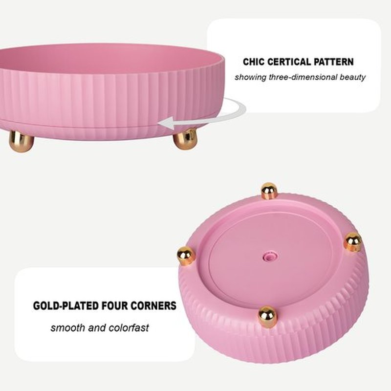 Anyoifax Makeup Perfume Organizer Tray 360 Degree Rotating Lazy Susan Skincare Lotion Organizer Spinning Cosmetics Storage for Dresser, Vanity, Bathroom Countertop, Small Pink