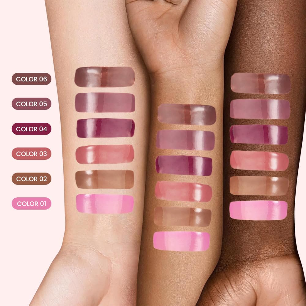 FeiCuiYun 2Pcs Lip Tinted Glowy Balm Hydrating Tinted Lip Serum Lip Gloss, Ultra-Hydrating Natural Vegan Lip Balm, Sheer-Tinted Shine & Hydration, Soothes & Softens Dry Lips Skincare 03+04