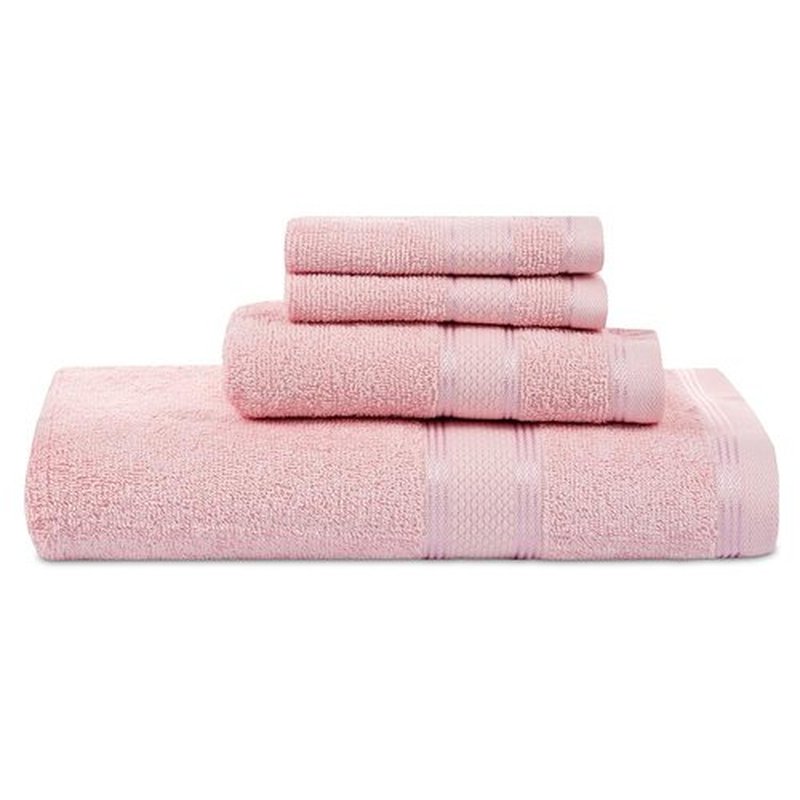 Casa Lino 4 Piece Bath Towel Set | 1 Bath Towel, 2 Wash Cloth, 1 Hand Towels | Bathroom Essentials for New Home, 100% Cotton Luxury Towels, Highly Absorbent Bathroom Set, Blush