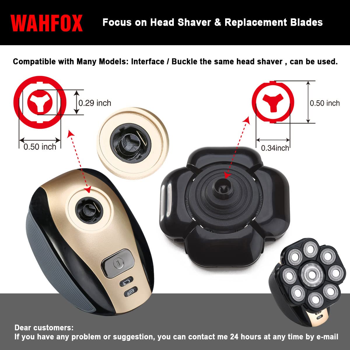 FOXSONIC Upgraded 9 Blades Body Head Shaver Replacement Heads for Head Shaver,Many Brands 9 Blades Replacement Shaver Head Blade 9 Heads Beard Electric Razor Shaver Head for Blad Men