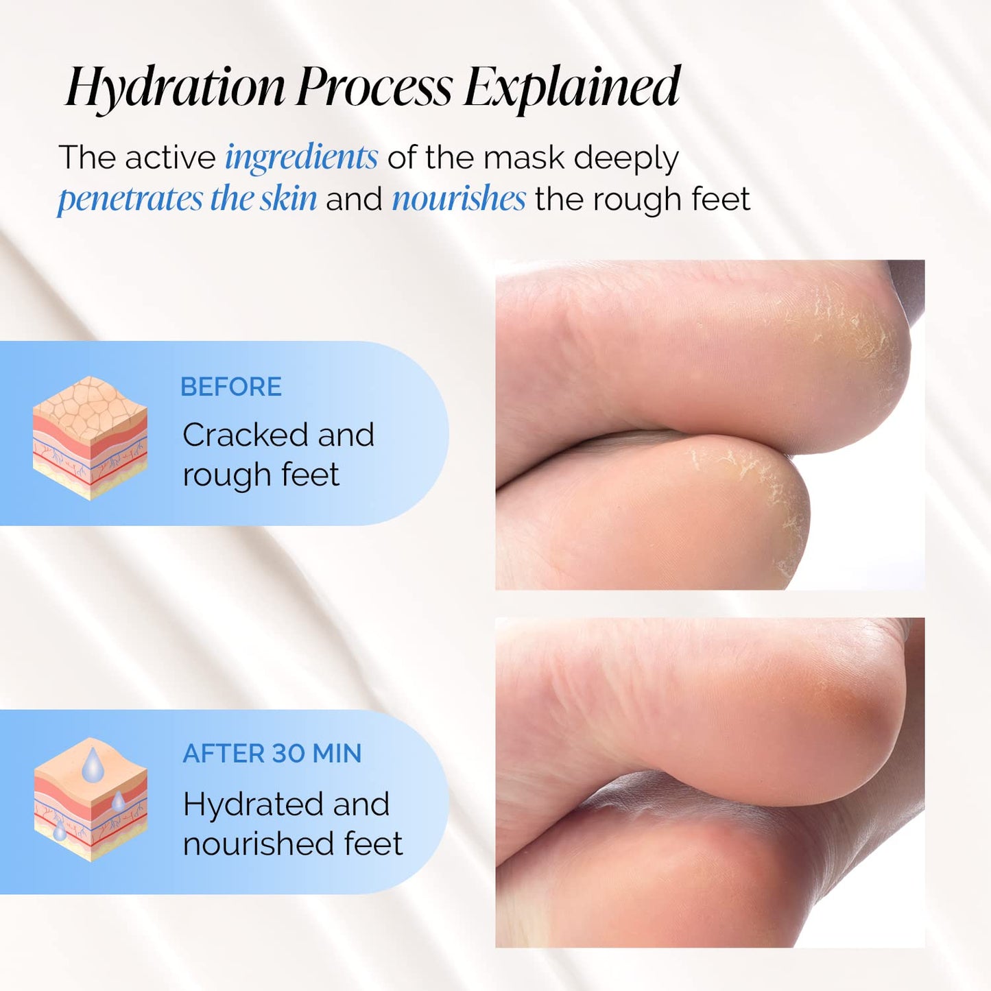 PLANTIFIQUE Korean Hydrating Foot Mask for Dry Cracked Feet, 4 Pairs & Box | Moisturizing Socks for Baby Soft Feet - Softens Heels with Coconut Oil, Shea Butter & Macadamia Seed Oil