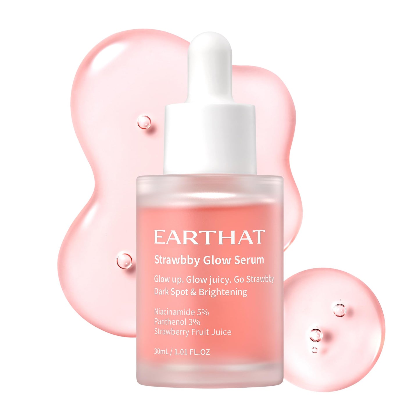 EARTHAT Glow Serum with Niacinamide 5% & Panthenol 3%, Brightening & Hydrating Face Serum for Radiant Skin, Korean Skincare with Fermented Strawberry & Centella Asiatica, 1.01 fl oz