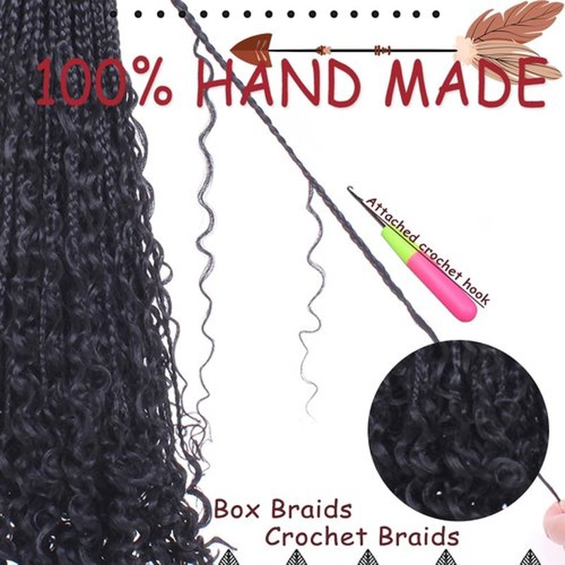 Beverlee 30 Inch Boho Box Braids 8 Packs Goddess Box Braids Bohemian Box Braids Crochet Hair Crochet Box Braids with Curly Ends Pre-looped Synthetic Long Crochet Hair for Black Women