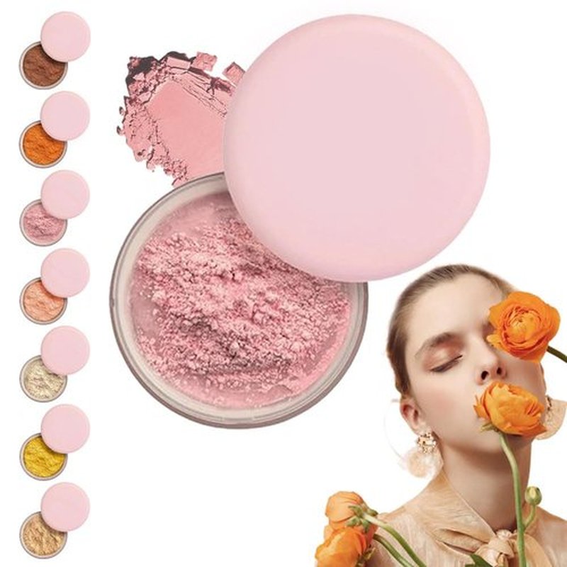 Blurring Setting Powder, Upgrade Pink Setting Powder Makeup Waterproof Setting Powder for All Skin Tones (Pink, L)