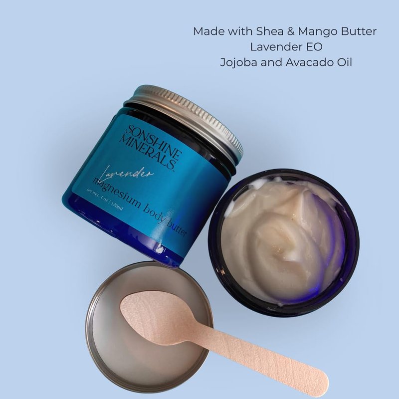 SONSHINE MINERALS Magnesium Cream, Calming, Fast Absorbing Lavender Skin Care Butter, Deeply Moisturizing, USA Crafted, 4 oz