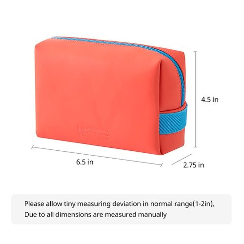Small Makeup Bag Travel Cosmetic Bag for Women Zipper Pouch Makeup Organizer Bag PU Leather Waterproof Cute Toiletry Bags(red)