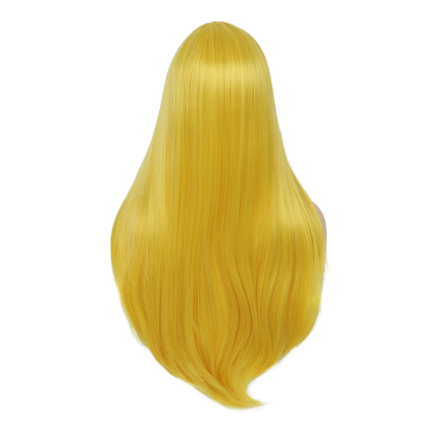 Swiking Yellow Long Straight Wigs for Women Middle Part Heat Resistant Full Wigs Cosplay Party Halloween and Daily Use