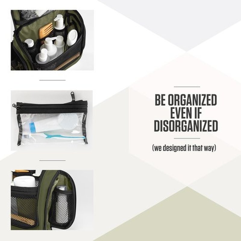 VENTURE 4TH Hanging Travel Toiletry Bag for Women & Men - Travel Organizer with Expandable Compartments & Removable Clear Pouch for Toiletries (Forest Green)