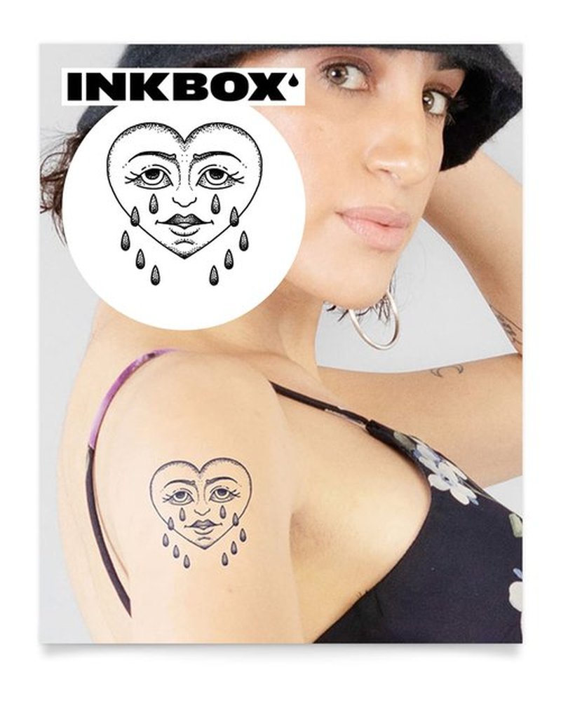 Inkbox Temporary Tattoos, Semi-Permanent Tattoo, One Premium Easy Long Lasting, Water-Resistant Temp Tattoo with For Now Ink - Lasts 1-2 Weeks, Crying Heart, 3 x 3 in