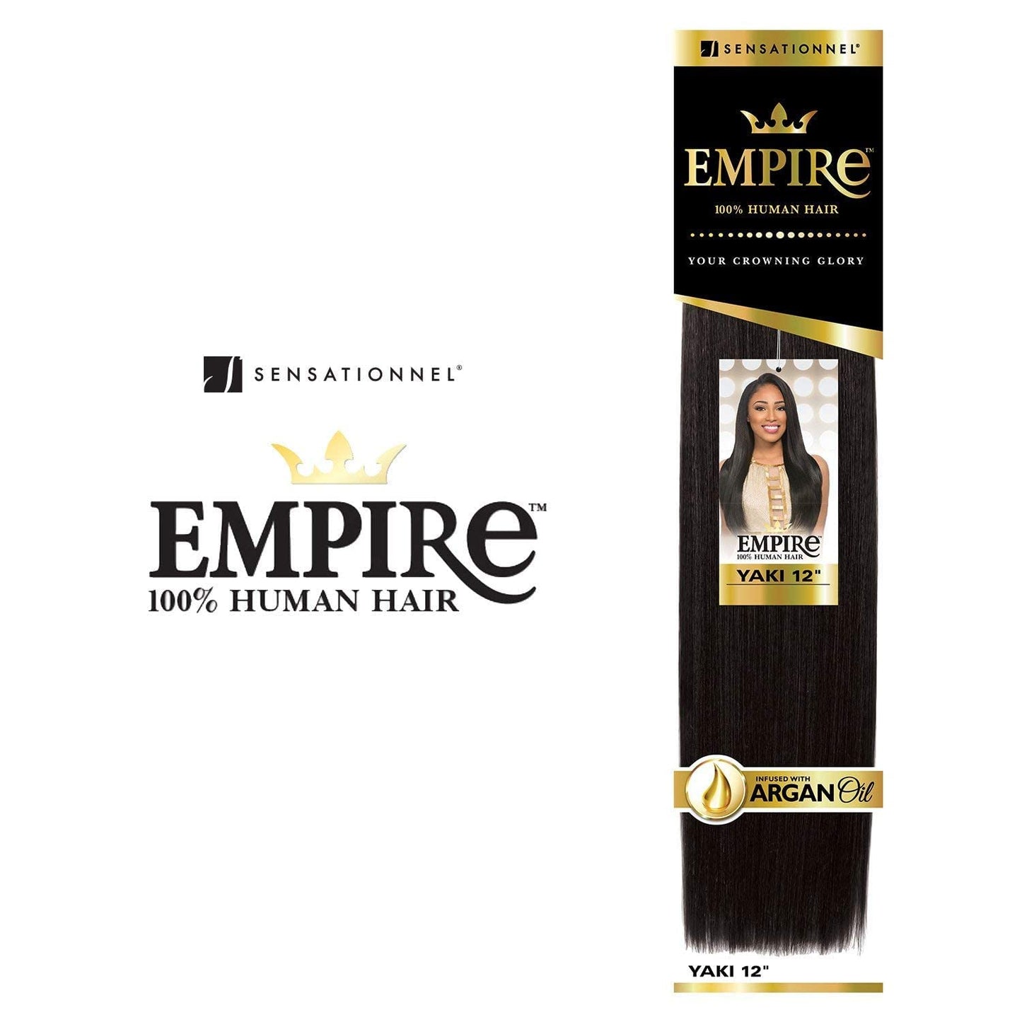 Sensationnel Empire yaki human hair - tangle free weaving for quick weave and sew in styles best for faux highlights - 1 pack (14 inch, T1B/350)