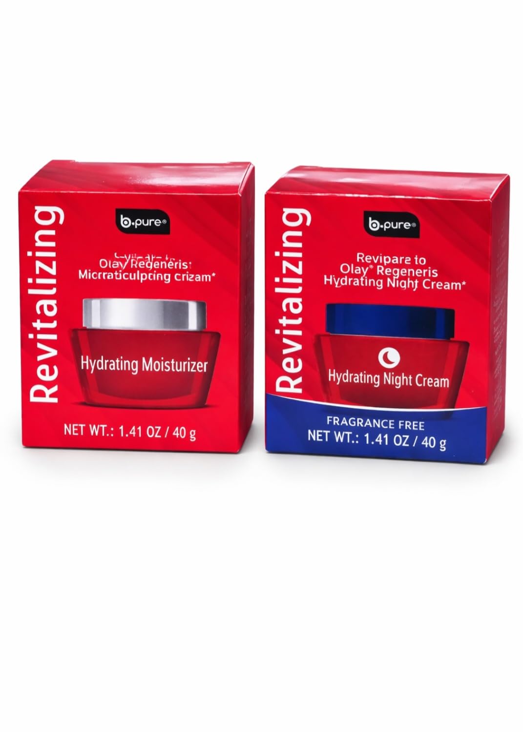 Revitalizing Hydrating Moisturizer & Night Cream Set – 1.41 oz Each (40g) – Fragrance Free Night Cream – Daily & Overnight Face Moisturizer – 2 Pack