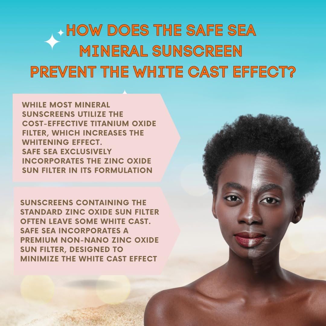 Safe Sea Zinc Oxide Sunscreen SPF30 | Clear Mineral Face And Body Reef Safe Sunscreen Without White Cast | Anti-Jellyfish Sting Protective Lotion | 3.4Oz (100ml) (3 Pack)