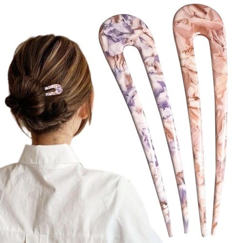 French Hair Pin, 2024 New U-Shaped Hair Pins for French Twist Hair, French Twist Hair Pins/Hair Fork for Thick Hair Buns Chignons, French Pins Hair Clips Hair Style Accessories for Women (F)