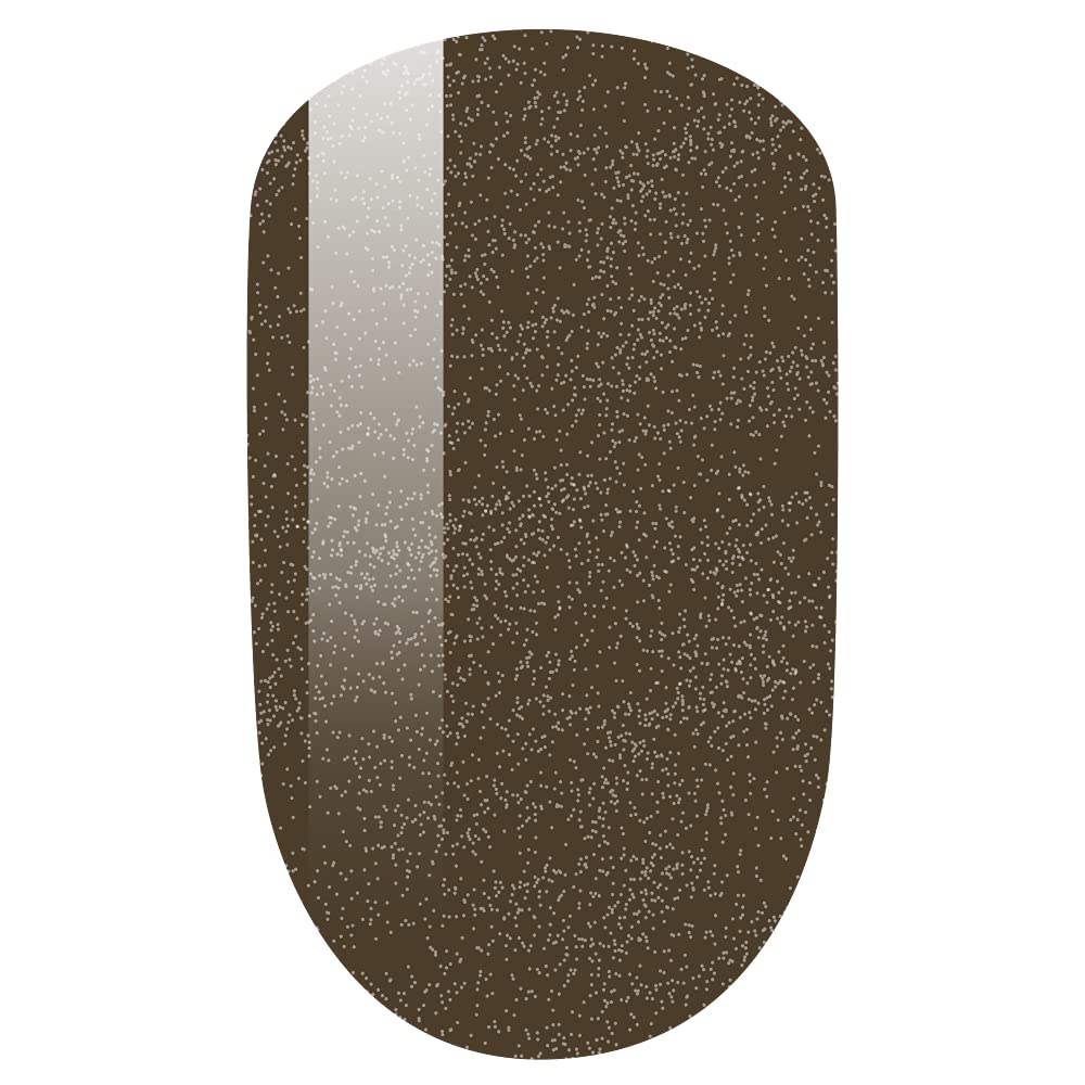 LECHAT - Perfect Match Gel Polish - Crown Royal - Dark Golden Brown with Frost Finish and Fine Gold Glitter - (0.5 Ounce) - Easy Application - Soak Off Formula