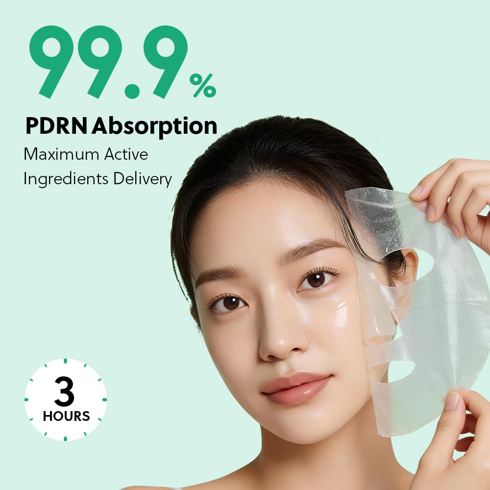 COSYUREE PDRN + Panthenol Deep Absorbing Hydrogel Mask, Korean PDRN Hydrogel Mask, Overnight Face Mask, Hydrating, Glass Skin, Repairing, Korean Skincare, 34g x 4ea