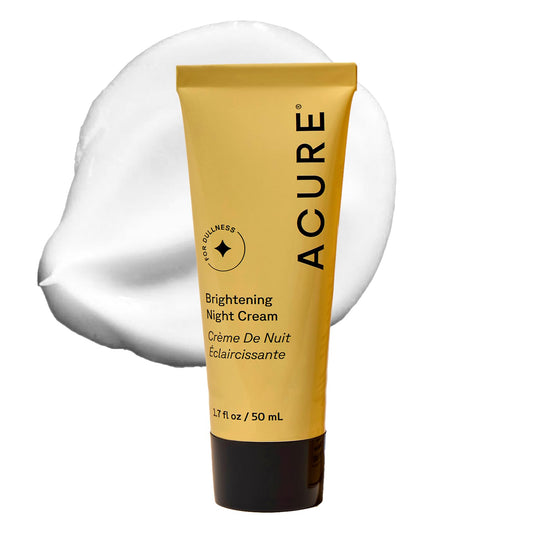 Acure Brightening Night Cream - Radiance Boosting Night Face Cream for Women & Men, Hydrating & Revitalizing Moisturizer for Uneven Skin Tone & Dullness w/Chlorella, Echinacea & Argan Oil - 1.7 fl oz