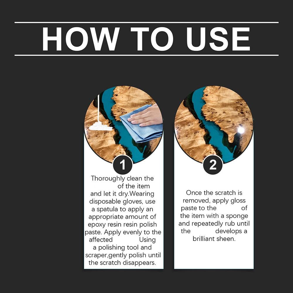 Resin Polish, Epoxy Resin Polishing Kit, Premium Epoxy Polishing Compound for Scratching, Sanding, Polish and Restore Shine, for Metal & Stone Table Countertop & Jewelry, Removes Scratches & Scuffs