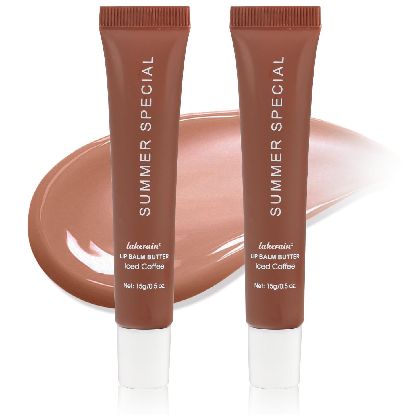 2PCS Summer Butter Lip Balm, Hydrating & Moisturizing & Non-Greasy Long-lasting Nourishing Glossy Sheer Tinted Lip Balm with Natural Oils & Fruit Extracts, Softens & Soothes Dry Lips (03# lced Coffee)