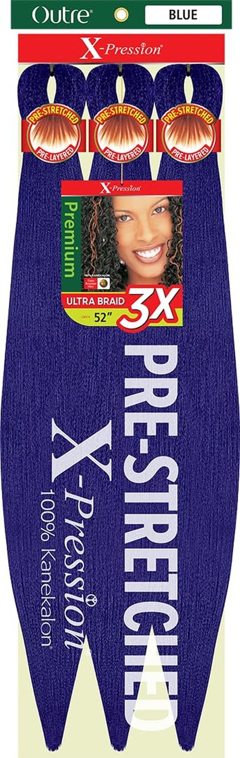 [3 PACK DEAL] Outre X-Pression Braid-Pre Stretched Braid 52" 3X 3 Packs (BLUE)