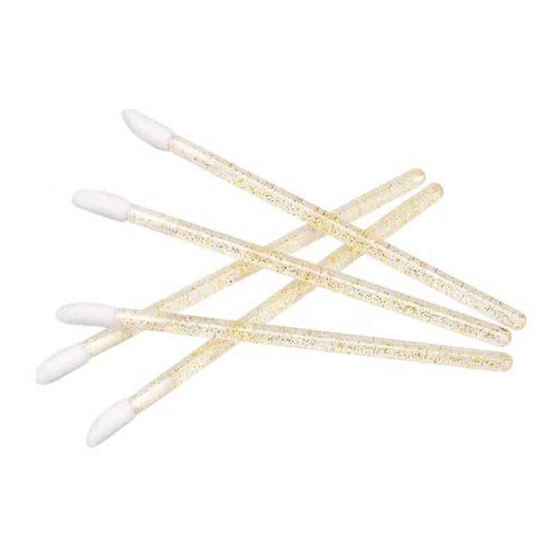 300PCS Glitter Crystal Lip Brush, Disposable Lip Brushes Lip Gloss Applicators Lipstick Gloss Wands Applicator Perfect Makeup Tool Kits (Gold)