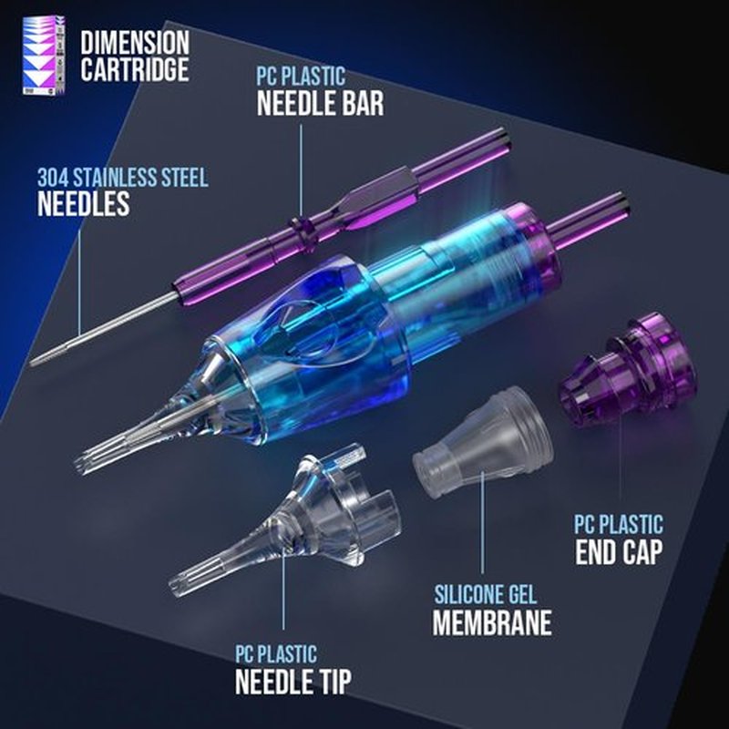 CNC Tattoo Cartridge Needles 20Pcs #12(9RM) Standard 0.35mm Round Magnum M-Taper Disposable Cartridges with Membrane EN04B-20-1209RM-M