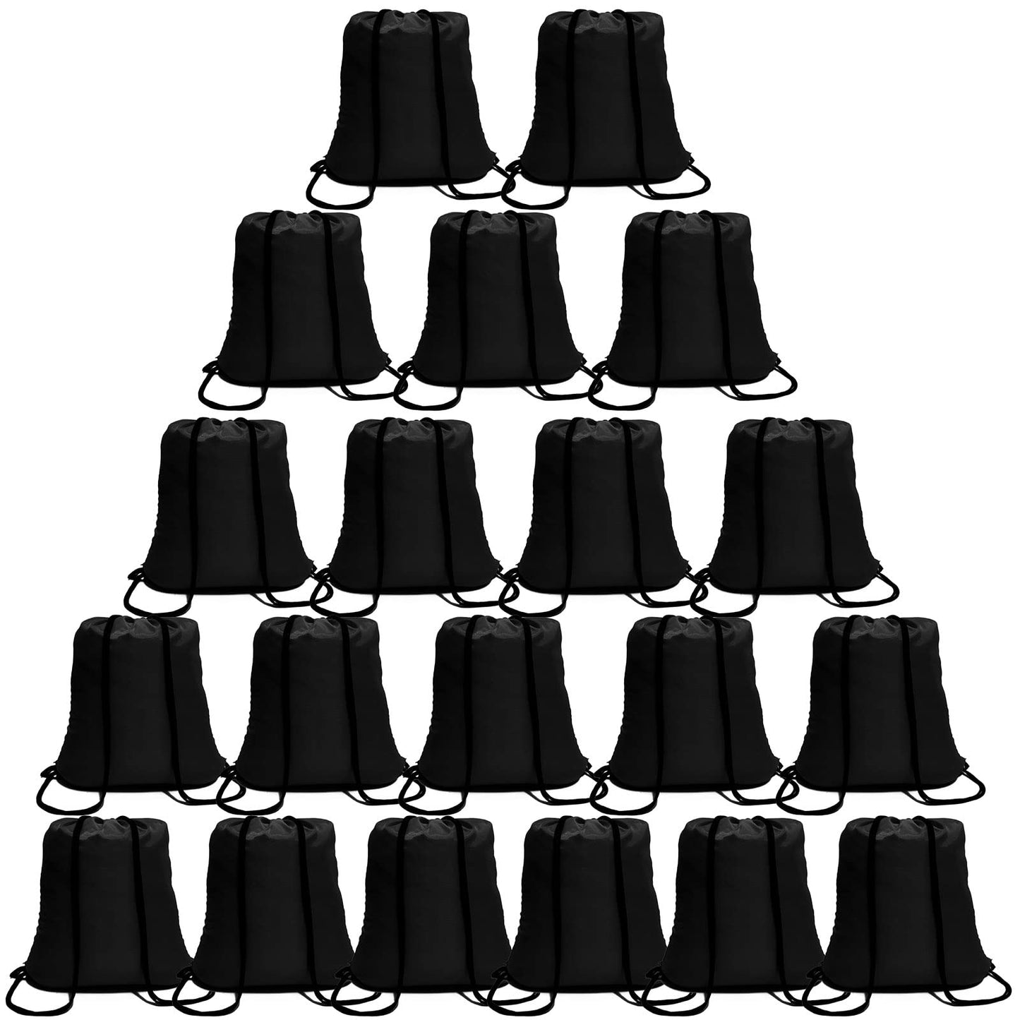 CAIHONG 100 Pack Drawstring Backpack Black Bulk Drawstring Bags Nylon String Backpack Gym Cinch Sack Backpack Sport Bag Draw String Party Bags for Men or Women