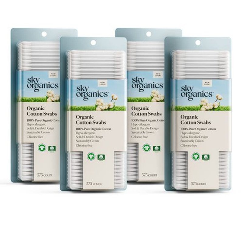 Sky Organics - Organic Cotton Swabs, 1500 ct. - Ultra Soft Tips - Strong & Durable - Hypoallergenic - Chlorine Free - Sustainable - with Ebook - Natural, Vegan & Cruelty Free - Skin Care & Self Care