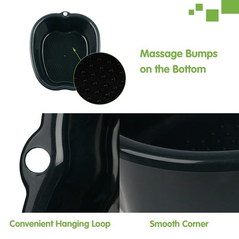 Lemoncy Foot Soaking Tub, Durable Foot Soaking Bath Basin Large Foot Bucket Wash Basin Plastic Foot Tub Convenient Foot Massager Spa for Detox,Toe Nails, and Ankles,Pedicure (Black)