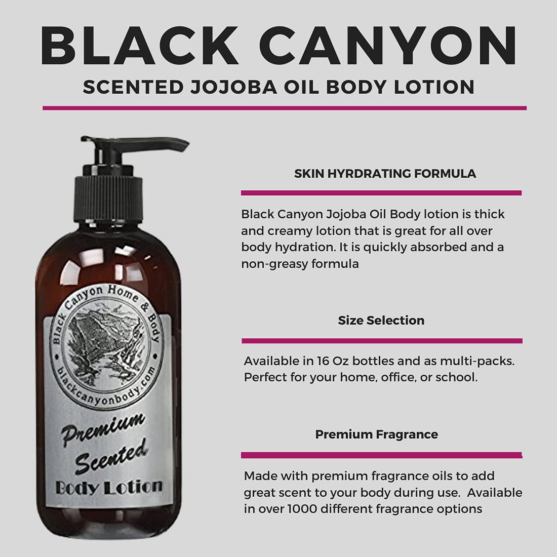 Black Canyon Black Currant Vanilla Scented Body Lotion with Lanolin and Jojoba Oil and Scented Petroleum Jelly, 16 Oz Lotion and 16 Oz Petroleum Jelly