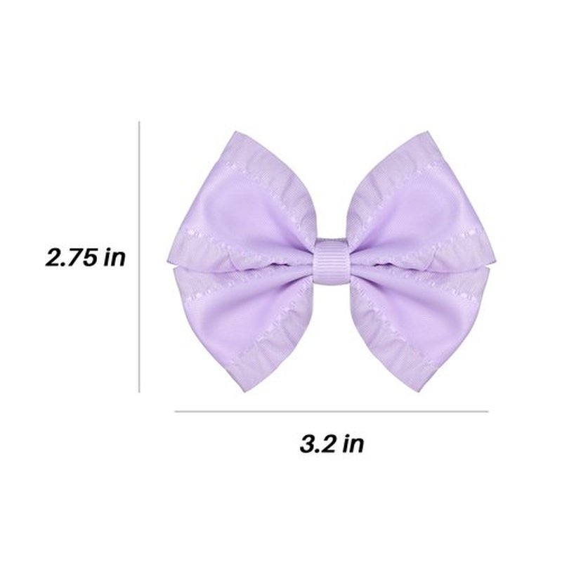 3 Inches Ruffled Grosgrain Ribbon Pinwheel Hair Bows Alligator Clips Hair Barrettes 2pc Cute Handmade Hair Decor Accessories for Baby Girls Kids Toddlers Teens Light Purple