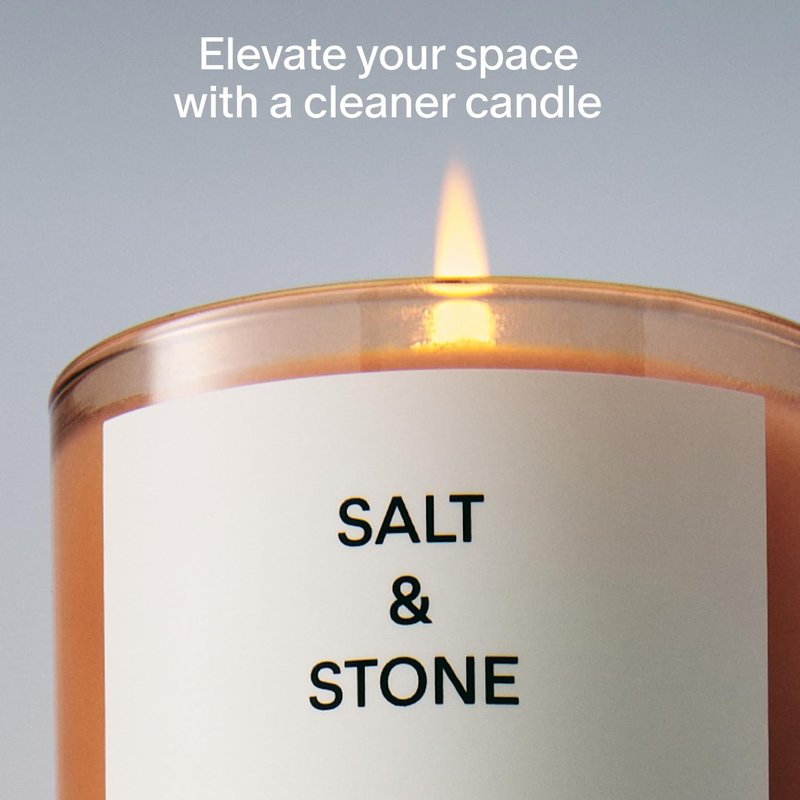 Salt & Stone Scented Candle for Women & Men | Coconut & Soy Blend Wax | Hand-Poured, Aromatic & Fragrant | 100% Cotton Wick | Long-Lasting 50 Hour Burn Time | Fig & Violet 8.5 oz
