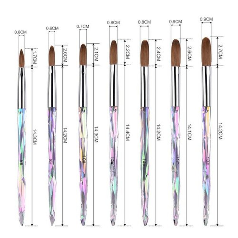 Rolabling Nail Art Brush Acrylic Brush Nail Pen with Symphony Diamond Handle Manicure Design Nail Art Tool (Set-1)