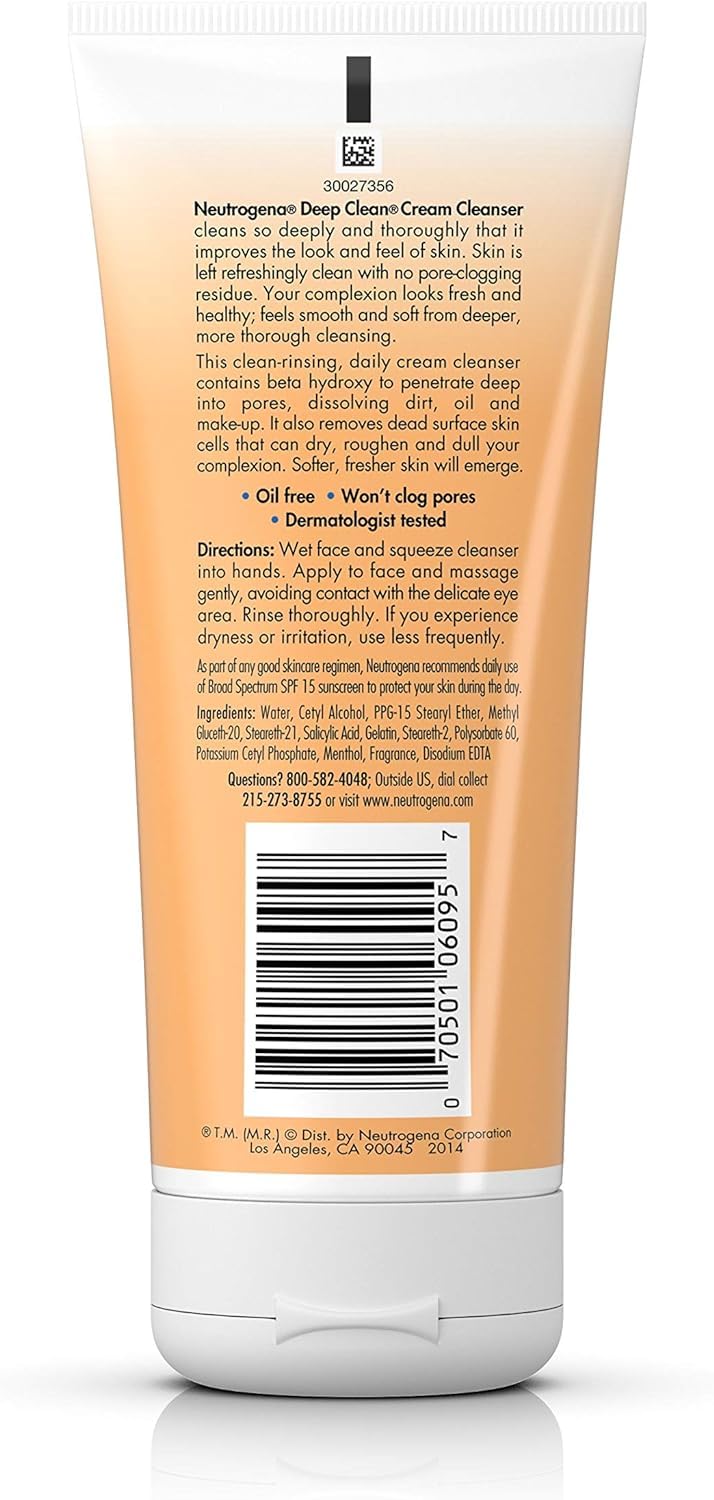 Neutrogena Deep Clean Cream Cleanser 7 oz (Pack of 4)