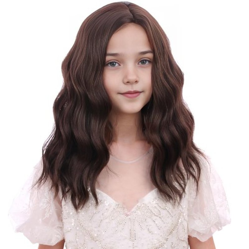 Ufindcos Dark Brown Wig for Kids Child Short Curly Wavy Wig Kids Brown Bob Wig Brown Natural Synthetic Hair Wig with Wig Cap