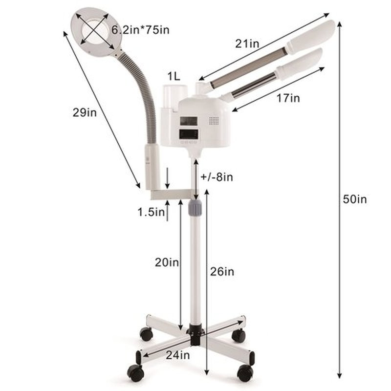 Professional Facial Steamer 3 in 1 Steamer for Face with Hot & Cold Nozzle 5X LED Magnifying Lamp Facial Steamer for Esthetician Beauty Face Equipment Use at Home or Salon