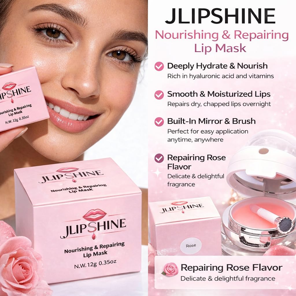 Nourishing & Repairing Overnight Lip Mask, Lip balm Vegan Deep Hydration with Mineral-Rich Formula, Waterproof.35oz (Rose, flavor)