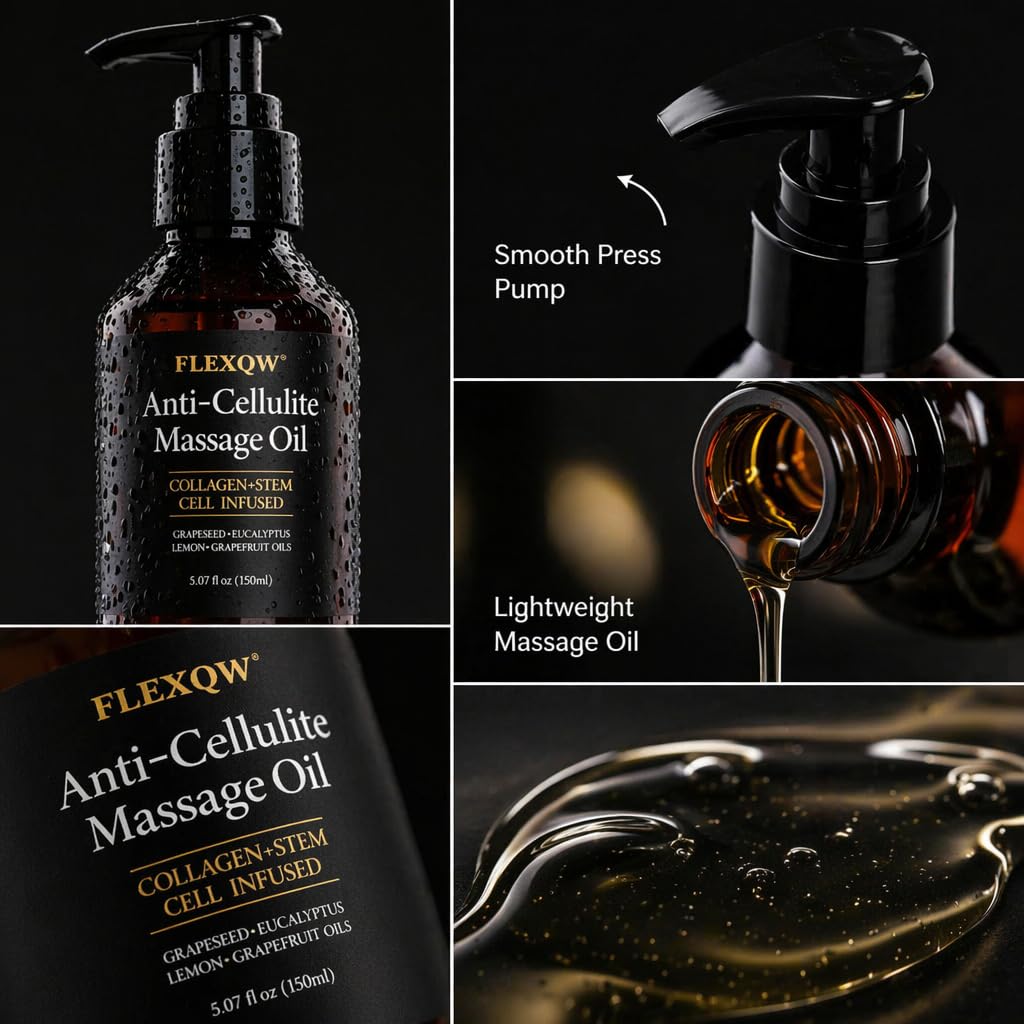 Frankincense Essential Oil Lymphatic Drainage Body Oil, Anti Cellulite Massage Oil for Massage Therapy, Natural Firming Smoothing Massage Oil Compatible with Cellulite Massage Tool