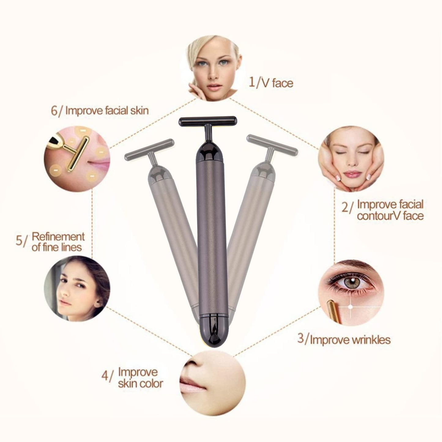 SIXIUMIE Beauty Bar Gold Face Massager for Skin Care T-Shape Facial Massager Tools Face Lifting